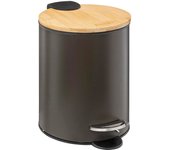 DAMDAM GO Papelera de baño con Tapa de Madera 3L - Cubo de Basura para baño con Tapa y Pedal Cierre silencioso