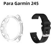 2 in 1 TPU Case+Strap Compatible for Garmin Forerunner 245/ 245 Music, 20mm Silicone Replacement Bands and Soft TPU Case