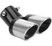Car Decoration Chrome Tail Pipe Car Styling Universal Car Exhaust Trim Muffler Pipe Tail Stainless Steel Curved Double Outlet