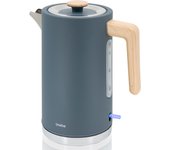 Briebe KT1165GRY Nordic Hervidor Agua Eléctrico 1,7L Inalámbrico Ebullición Rápida, Libre de BPA, Base de 360°, 2200W, Gris