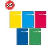 BLOC PLASTIPAC TAMAÑO FOLIO TAPA DE PLASTICO EN ESPIRAL PACK 5 UNIDADES COLOR A ELEGIR – CUADRICULA 2, 3, 4 Y 5 MILIMETROS