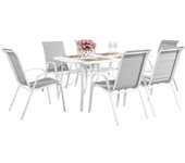Conjunto De Jardín Mesa + 6 sillas de Textileno "Córdoba"  - Gris