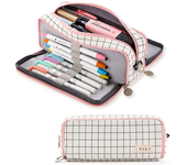 Kawaii Pencil Case Large Space Storage 3 Compartment Pouch Double Side Opened Student Stationery Desk Organizer School Supplies