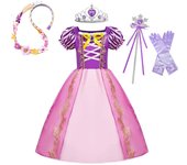 Girls Rapunzel Princess Dress Children Fancy Cosplay Tangled Costume Set Halloween Carnival Birthday Party Gown Outfit Clothes