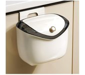 Bote de basura para baño, Bote de basura Colgante con tapa, Bote de basura de plástico pequeño de 1,6/2,4 galones, Bote de basura montado en La Parada (S)