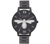Olivia Burton Reloj Analógico de Cuarzo para mujer con Correa en Acero Inoxidable Negro - OB16SHB01