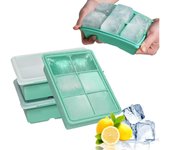 3 Piezas Bandetes de Cubitos de Hielo, XXL Bandeja De Hielo De Silicona with Tapa, Cubitos de Hielo Grandes 4,8*4,8 cm, para Alimentación Bebés, Whisky, Certificación LFGB, sin BPA