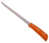Tradineur - Cuchillo jamonero con mango de madera y hoja de acero inoxidable de 24,5 cm, cuchillo para cortado de jamón, corte preciso, profesional - 37,5 cm