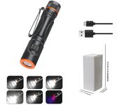 2000LM Powerful Mini LED Flashlight  Zoom Torch With Pen Clip Light USB Rechargeable Magnet Work Light Outdoor Camping Fishing