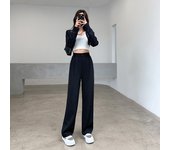 Women High Waist Floor-Length Suits Pants Autumn Winter White Loose Wide Leg Pants Female Office Ladies Straight Long Trousers
