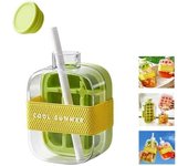 Cubitera, bandejas de hielo 2 en 1 para congelador con tapa y recipiente, vertical, fresca, para verano, molde de silicona para cubitos de hielo (2025), para botellas de agua (rosa, 800 ml)