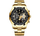 FNGEEN Luxury Men's Watches Stainless Steel Band Fashion Waterproof Quartz Watch For Man Calendar Male Clock Reloj Hombre S001