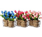 Pack 3 Plantas tulipán 3/c poliester 18 x 9 x 26 cm rosa, azul y rosa claro-DAMDAM GO