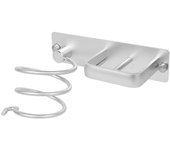 Soporte para secador de pelo montado en la pared, taladro de aluminio, soporte para secador de pelo y plancha de pelo, superficie mate, soporte para secador de pelo, organizador de almacenamiento para baño (plata mate)