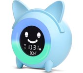 Reloj de sueño para niños, Reloj despertador de dormitorio Reloj digital with temperature, Reloj de Luz de noche inteligente de 5 colores