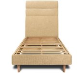 Cama de 90x200 cm con cabecero de línea - Tejido Lienzo mate