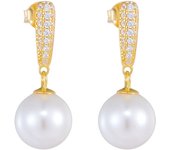 FULSUN Cubic Zircon Mother of Pearl Ball Drop Earrings 925 Sterling Silver 14K Gold Plated Fine Jewellery Gift for women