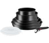 Tefal Ingenio Black Stone Set de 8 piezas, apilable, revestimiento antiadherente, indicador de calor, caja fuerte, fabricado en Francia, inducción L3999502
