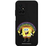 Funda original compatible con Xiaomi Redmi Note 11 Negro con un diseño de Bob Esponja Arco Iris