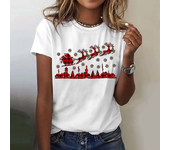 Christmas Women's Casual T-Shirs 2025 Summer Red Hat Wine Glass Graphic Tees XMAS Funny Print Tops Short Sleeve O-Neck Clothes