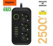 Cable De Extensión Eléctrico Con 5M 2M EU Plug 2M Salidas AC Multitap Con 3 USB Tipo C Carga Rápida Filtro De Red Adaptador MOV
