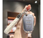 Car Key Case Cover with Leather Keychain for Peugeot 2008 3008 5008 308 508 for Opel Grandland X Mokka Corsa Insignia