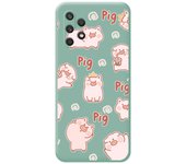 Tumundosmartphone Funda Silicona Líquida Verde para Samsung Galaxy A32 4G diseño Cerdos Dibujos