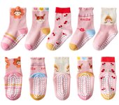 5 Pairs Children's Cotton Socks 1-12Ys Mid-tube Dispensing Floor Socks Playground Non-slip Socks Trampoline Socks Toddler Socks