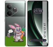 Tumundosmartphone Funda Silicona Transparente para Realme GT 6 / GT 6T 5G diseño Conejo Dibujos