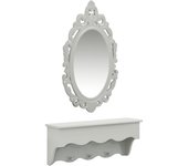 vidaXL Estante de pared para llaves joyas con espejo y ganchos gris