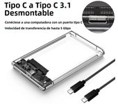2.5 Inch HDD SSD Case SATA to USB 3.1 Type C 4TB Transparent External Hard Drive Housing Compatible UASP SATA III Laptop