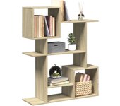 vidaXL Librería divisora madera ingeniería blanca 92x29x112 cm en color Blanco/Roble Sonoma/Gris sonoma y más
