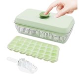 Cubitera con recipiente, cubitera para congelador con tapa y recipiente y pala, molde para cubitos de hielo DIY, cubitera de empuje, para cerveza, cócteles, zumos, bebidas, café