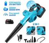 Soplador y aspirador inalámbrico 2 en 1, herramienta de limpieza recargable de hoja seca pequeña de mano, 5 velocidades, 5 m³/min, para batería Makita de 18V