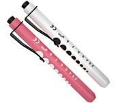 Pen Flashlight, Diagnostic Pen Flashlight, 2 Pieces Reusable with Pupillometer for Nurses Doctors with Pocket Clip (Black and White)