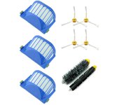 MIRTUX Kit para Roomba serie 600: 3 filtros, 1 Kit de cepillos centrales y 4 cepillos laterales