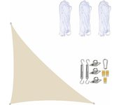 SOMY Vela de Sombra Impermeable 3×4×5 Metros, Triángulo Rectángulo, Tela de Protección Solar con Kits de Fijación para Jardín Patio y Plantas Beige Sombrilla y Accesorio para Vela de Sombra