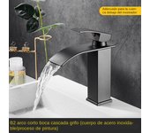 Grifo frío y Caliente de Cascada Negra, inoxidable Maple Basin, Grifo de lavabo Cuadrado