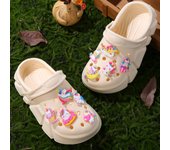 Girls Trendy Comfortable Clogs With Luminous Cartoon Unicorn Charms, Breathable Non-slip Clogs For Indoor Outdoor Beach Pool