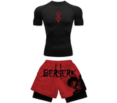 Anime 3D Printed Men's Compression Set short Sleeve Gym Top+Workout Shorts Quick Drying Breathble Athletics Rash Guard Set