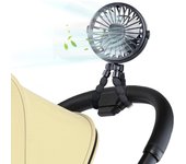 Mini ventilador portátil, ventilador de mano con Clip de luz nocturna, recargable por USB, para coche/cochecito/bicicleta/Camping