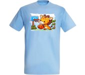 MERCHANDMANIA CAMISETA AZUL CIELO girafa jugador animal deporte baloncesto moda verano tshirt