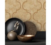 Muestra DIN A4 de Papel pintado vinílico lavable geométrico en relieve estilo finlandés color dorado - Helsinki Ornaments 676316 de GAULAN