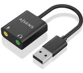 Tarjeta de Sonido Aisens A106-0769/ USB Macho - 2xJack 3.5 Hembra