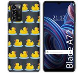 Funda Silicona Transparente para ZTE Blade A72 diseño Pato Dibujos