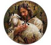 Jesús caminando con las manos un niño reloj de pared redondo de 11.8 pulgadas religioso Cristo Iglesia silencioso reloj de cuarzo sin tictac decoración moderna para oficina, hogar, cocina, dormitorio, aula