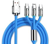 FGNS.Cable de datos carga rápida USB 3 en 1(1.2Metro), cable de datos de carga múltiple 6A/120W, carga rápida, grueso, cable de datos uno a tres adecuado para iP/Micro/USB tipo C tres interfaces
