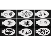 9PCS Body Face Paint Stencils Children Boy Girl Party Fun Painting Unicorn HORN Race Car Man Shell Tank Engine DiYeah New