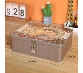 Iron Box with Lock and Key Desktop Storage Box Retro Tinplate Cosmetics ID Storage Household Jewelry Storage Empty Box