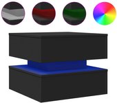 vidaXL Mesa de centro con luces LED 50x50x40 cm Blanco, Negro, Roble Sonoma Mesita de Salón o Comedor o Auxiliar Mesa de Café Meuble Salón